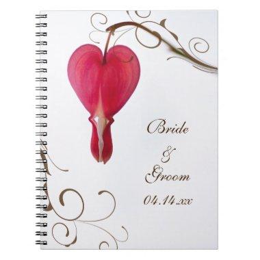 Red Bleeding Hearts Flowers Wedding Notebook