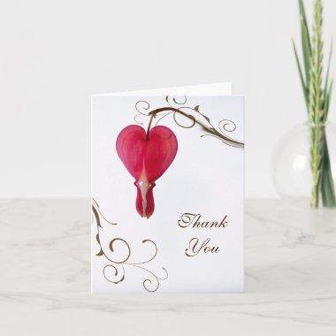 Red Bleeding Hearts Flowers Wedding Thank You Note