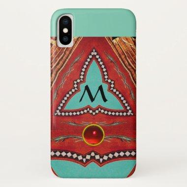 RED BLUE ABSTRACT GEOMETRIC TRIANGLE MONOGRAM iPhone XS CASE