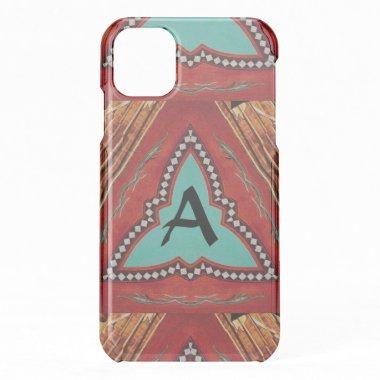 RED BLUE ABSTRACT GEOMETRIC TRIANGLE MONOGRAM iPhone 11 CASE