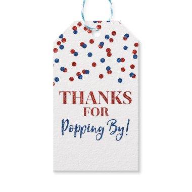 Red Blue Confetti Thanks for Popping by Tags