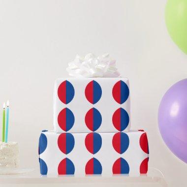 Red Blue White Geometric Patterns Custom Colors Wrapping Paper