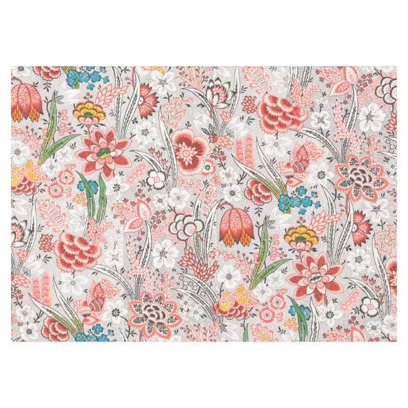 RED BLUE YELLOW WILD FLOWERS TULIPS,LEAVES FLORAL TABLECLOTH