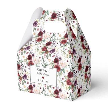 Red Blush Pink Watercolor Floral Bridal Shower Favor Boxes