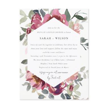 RED BLUSH ROSE FLORAL DRIVE BY COUPLES SHOWER POST