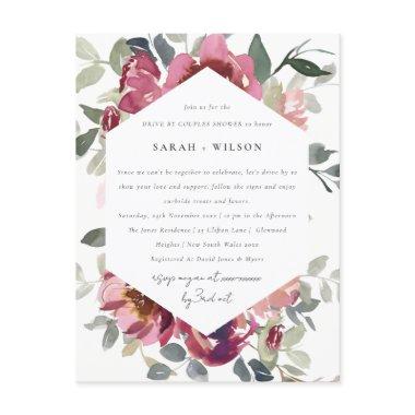 RED BLUSH ROSE FLORAL DRIVE BY COUPLES SHOWER POSTInvitations