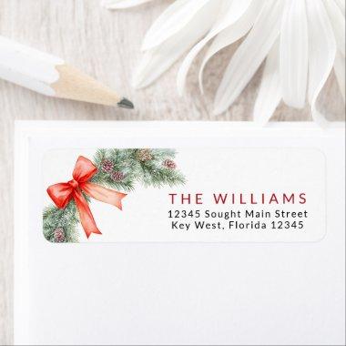 Red Bow Christmas Return Address Labels