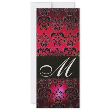 RED BURGUNDY BLACK DAMASK MONOGRAM Ruby Programme Invitations