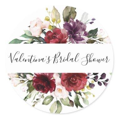 Red Burgundy Floral Bridal Shower Envelope Seal