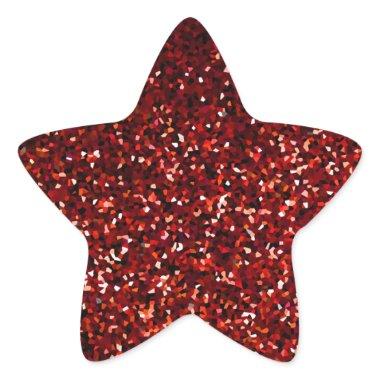 Red Burgundy Glitter Sparkle Pattern Celebrations Star Sticker