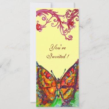 RED BUTTERFLY , bright yellow black Invitations