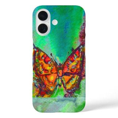 RED BUTTERFLY IN GREEN iPhone 16 CASE