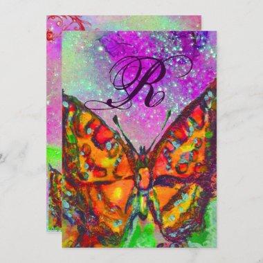 RED BUTTERFLY PINK PURPLE GOLD YELLOW Sweet 16 Invitations