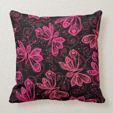 Red Butterfly Throw Pillow