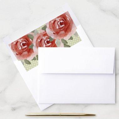 Red Cabbage Roses Envelope Liners