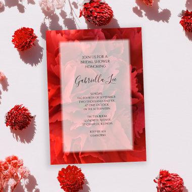 Red Carnation Floral Bridal Shower Invitations