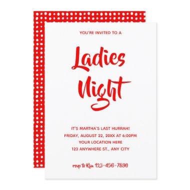 Red Casual Script | Ladies Night Bridal Shower Invitations