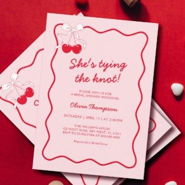 Red Cherry Bow Tying the Knot