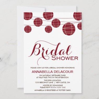 Red Chinese Paper Lantern Bridal Shower Invitations