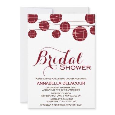 Red Chinese Paper Lantern Bridal Shower Invitations