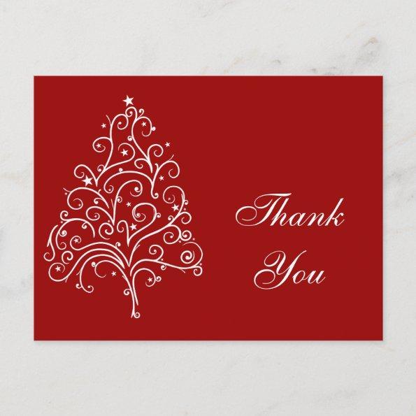 Red Christmas Tree Winter Holiday Thank You PostInvitations