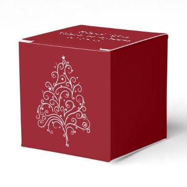 Red Christmas Tree Winter Wedding Favor Boxes