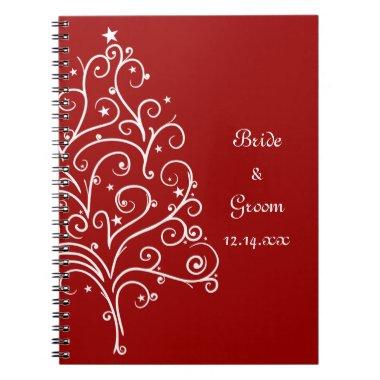 Red Christmas Tree Winter Wedding Notebook