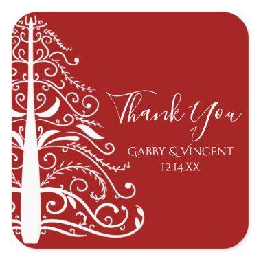 Red Christmas Winter Wedding Thank You Favor Tag
