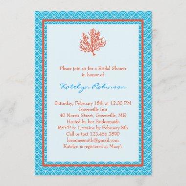 Red Coral Bridal Shower Invitations