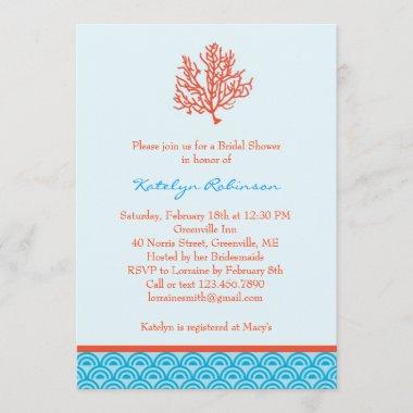 Red Coral Bridal Shower Invitations
