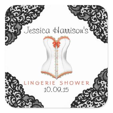 Red Corset & Black Lace Lingerie Shower Stickers