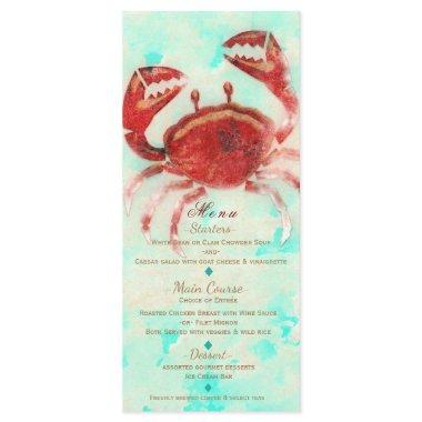 Red Crab Elegant Beach Engagement Custom Menu