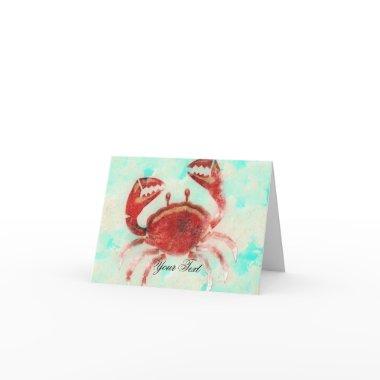 Red Crab Elegant Beach Engagement Thank You