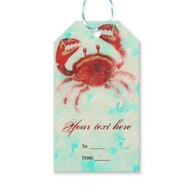Red Crab Elegant Beach Party Engagement Favor Gift Tags