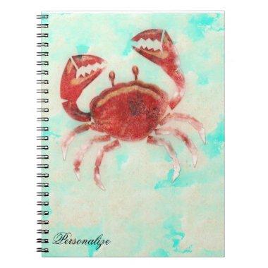 Red Crab Ocean Sea Elegant Beach Custom Journal