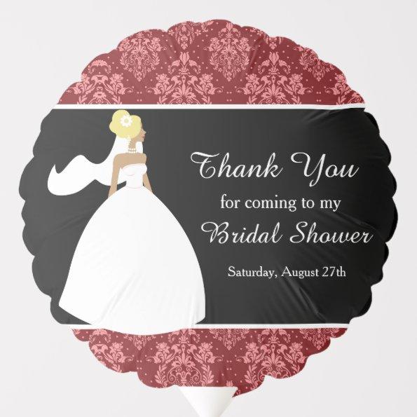 Red Damask Bride  Thank You Balloon