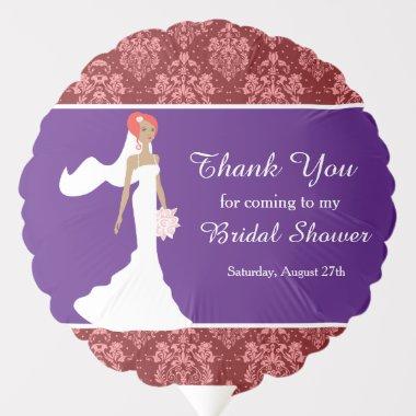 Red Damask Bride  Thank You Balloon