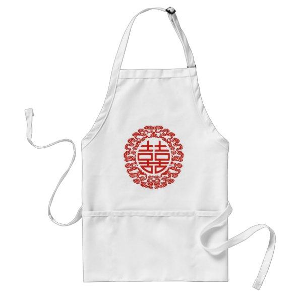 red double happiness modern chinese wedding favor adult apron