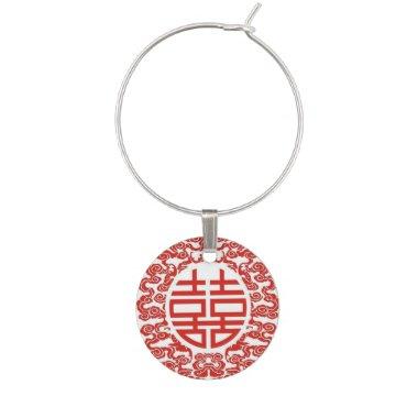 red double happiness modern chinese wedding wine charm