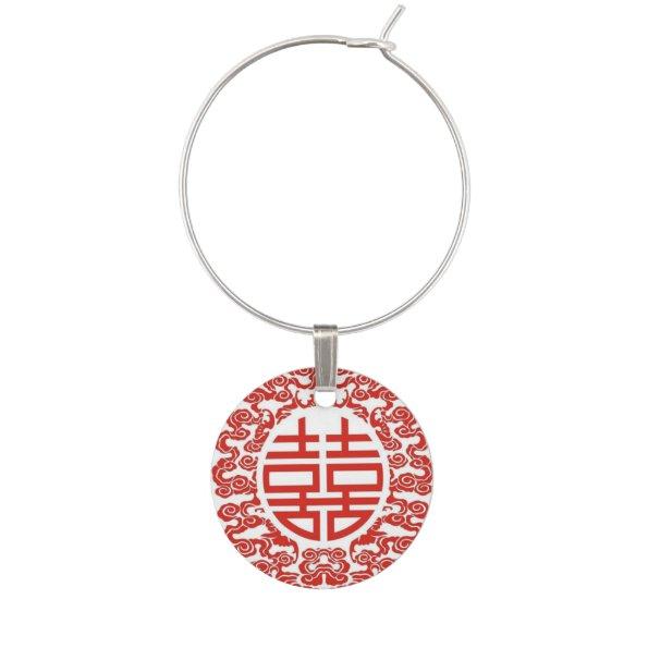 red double happiness modern chinese wedding wine charm