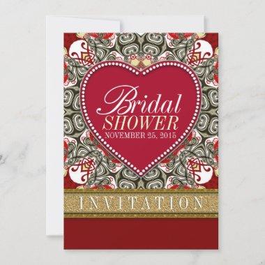 Red Eastern Love Bohemian Bridal Shower Party Invitations