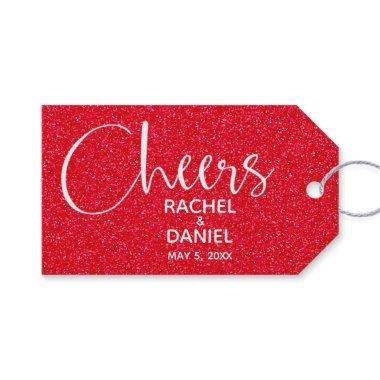 Red Faux Glitter Wedding Favor Gift Tags