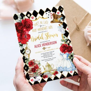Red Floral Alice in Wonderland  Tea