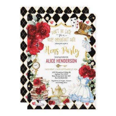 Red Floral Alice in Wonderland Hens Tea Party