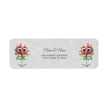 Red Flower Return Address Label