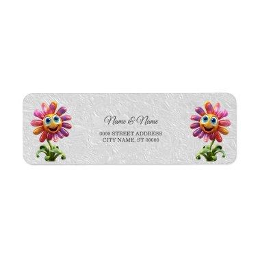 Red Flower Return Address Label