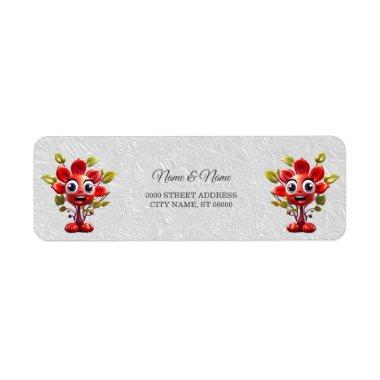 Red Flower Return Address Label