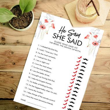 Red Flowers He Said She Said Game | Customizable