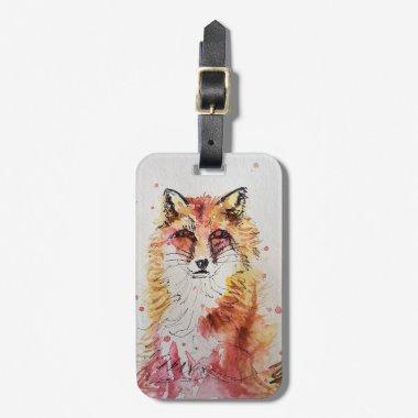 Red Fox Cute animal Art Drawing Luggage Tag