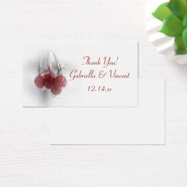 Red Frosty Berries Winter Wedding Favor Tags
